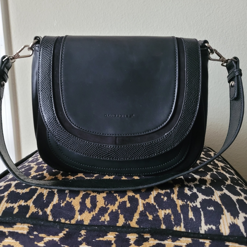 David Jones black leather purse